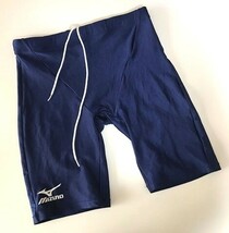 r1_0158y ★定形外 配送★ ミズノ mizuno 85UD900 シンプル ベーシック 光沢ネイビー ハーフスパッツ型 ひざ丈 男子競泳水着 水泳 練習 L_画像1