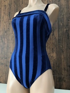 r1_0037y * outside fixed form delivery * beautiful goods se seal made in Japan high leg Leotard rhythmic sports gymnastics ballet shadow stripe navy off shoruM