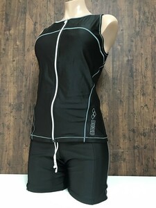 r1_0355y * outside fixed form delivery * extra-large size XA (4L degree ) beautiful goods Arena LAR-2278WE lustre black silver gray pie full Zip separate .. swimsuit 