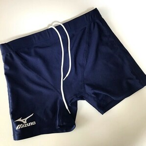 r1_0199y ★定形外 配送★ 美品 ミズノ mizuno 85UD200 シンプル ベーシック 光沢ネイビー ショートスパッツ型 男子競泳水着 水泳 練習 Mの画像1