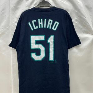 r1_7051ｗ ★定形外 配送★ MLB Mariners マリナーズ ICHIRO Tシャツ ＃51 Majestic製 Lサイズの画像2