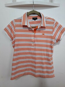 バーバリーゴルフ　超美品　ゴルフシャツ　ポロシャツ　大きいサイズ　LL オレンジ　ボーダー　半袖