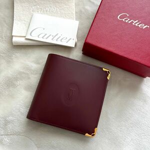 ［極美品］Cartier　カルティエ マストライン　折り財布　ボルドー