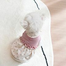 小型犬 犬服 花柄 バルーンスカート ワンピース バルーンスカート ピンク くすみピンク Mサイズ M_画像2