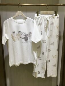 新品 gelato pique 猫柄 パジャマ 部屋着 半袖Tシャツ 長ズボン 