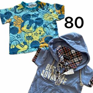 ディズニーリゾート　ミッキーマウス　ベビー服　子供服 Tシャツ 半袖Tシャツ　2枚セット まとめ売り 80cm トップス