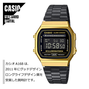 CASIO STANDARD カシオ スタンダード デジタル メタルバンド A168WEGB-1B 腕時計 メンズ レディース ★新品 メール便送料無料
