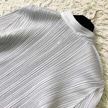 【美品】PLEATS PLEASE ISSEY MIYAKE プリーツプリーズ イッセイミヤケ シャツ カットソー 半袖 プリーツ ブラウス サイズ3 Lサイズ グレー_画像7