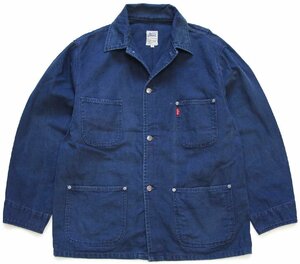 ★Ober ORIGINAL JEANS ダック地 カバーオール 紺 M★オールド ジャケット ユーロ ヨーロッパ ワーク フェード ネイビー オーバーサイズ