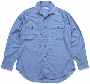 ★70s Levi'sリーバイス シャンブレーシャツ L★ビンテージ オールド オレンジタブ