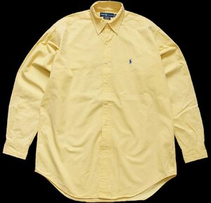 ★90s ラルフローレン BLAKE ワンポイント ボタンダウン コットンシャツ 薄黄★69オールド ロゴ刺繍 イエロー オーバーサイズ ビッグサイズ