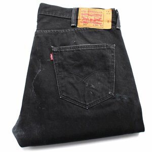 ★メキシコ製 Levi'sリーバイス 501 ダメージ ブラック デニムパンツ w38 L32★SDP2615 ジーンズ ストレート リペア オーバーサイズ