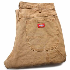 ★00s メキシコ製 Dickiesディッキーズ ダック地 ペインターパンツ 茶 w34 L30★オールド ロガー カーペンター ワーク