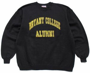 ★90s USA製 Hanes BRYANT COLLEGE ALUMNI スウェット 黒 XL★オールド ビンテージ カレッジ ブラック オーバーサイズ ビッグサイズ