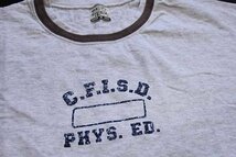 デッドストック★90s USA製 C.F.I.S.D. PHYS.ED. レイヤードネック コットンTシャツ 杢ライトグレー XL★B オールド オーバーサイズ_画像4