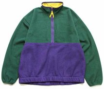 ★90s GAPギャップ ARCTIC LIGHT FLEECE バイカラー ハーフジップ プルオーバー フリース 緑×紫 L★スナップT オールド アウトドア_画像1