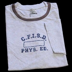 デッドストック★90s USA製 C.F.I.S.D. PHYS.ED. レイヤードネック コットンTシャツ 杢ライトグレー XL★B オールド オーバーサイズ