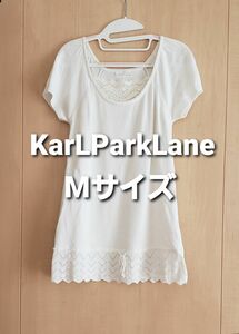 M カールパークレーン KarLParkLane 半袖 ニット チュニック 白 トップス オフホワイト 半袖 白 チュニック