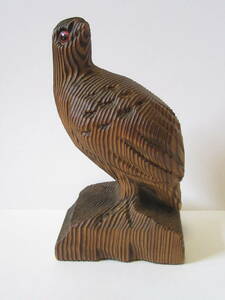 【即決価格】鳩 木製 木彫り 置物/飾り（高さ11cm）木工芸 雑貨