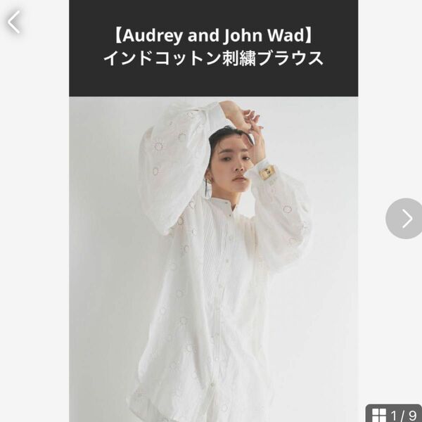 完売品　Audrey and John Wad 定価17800円　　　　インドコットン刺繍ブラウス