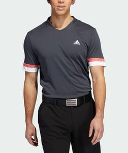 アディダスゴルフ HEAT. RDY カラーブロック 半袖スキッパーシャツ　Sサイズ　チャコールグレー