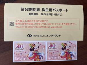 東京ディズニーランド＆シー　株主優待パスポート2枚　有効期限2024年6月30日