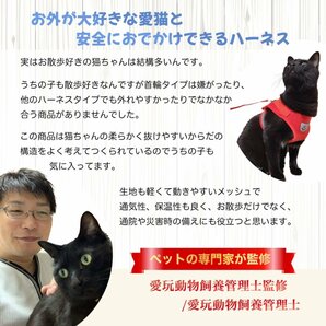 猫 リード ハーネス セット 脱げない 簡単装着 ダブルロック かわいい 首輪 服 夏用 犬 小型犬 ペット用品 散歩 通院 避難 災害 ブルーMの画像2