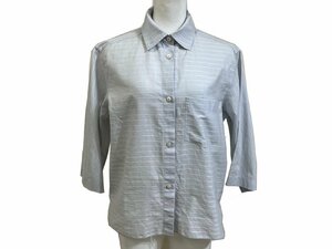 * price cut [ Chanel CHANEL ] shirt cotton 100% 7 minute sleeve tops border light gray size 40 lady's 0 new arrivals 6785-0