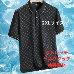 ●新品●半袖ポロシャツ ドット柄 2XL カジュアル 黒×金