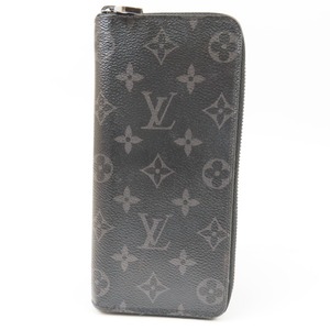 40756★1円スタート★LOUIS VUITTON ルイヴィトン 中極美品 ヴェルティカル モノグラムエクリプス ラウンドファスナー長財布 PVC ブラック