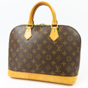 79649LOUIS VUITTON ルイヴィトン 中極美品 アルマ ヴィンテージ モノグラム ハンドバッグ PVC ヌメ革 ブラウン レディース