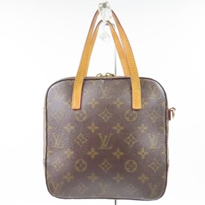 79766LOUIS VUITTON ルイヴィトン 中極美品 スポンティーニ モノグラム ハンドバッグ PVC/ヌメ革 ブラウン レディース