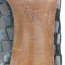 41252★1円スタート★LOUIS VUITTON ルイヴィトン 靴 シューズ ヒール リボン 34 21cm ダミエソバージュ パンプス ハラコ ブラック_画像6