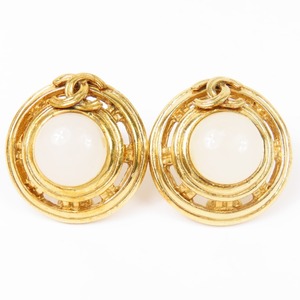 41303*1 jpy start *CHANEL Chanel round round here Mark pearl style Vintage accessory earrings fake pearl 