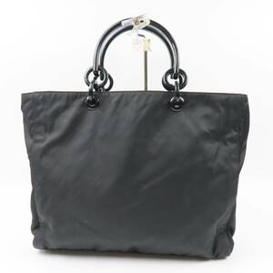 79296PRADA プラダ 中極美品 プラチェーンハンドバッグ 三角ロゴ トライアングルロゴ ハンドバッグ ナイロン ブラック レディース