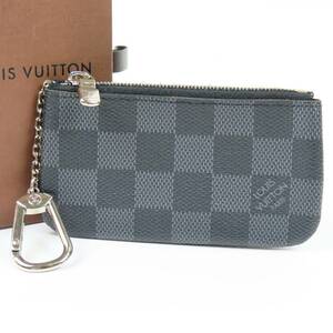 79200LOUIS VUITTON ルイヴィトン 外極美品 ポシェットクレ 小銭入れ 22年製 ダミエグラフィット コインケース PVC ブラック メンズ