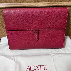 定価82,500円 未使用 ACATE イタリア最高級レザー シボ革 ドキュメントケース クラッチ セカンドバッグ 