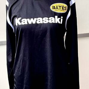 BATES Kawasaki motorcycle モーターサイクル レーシング  Tシャツ ブラック 長袖  メッシュ フリーサイズの画像1