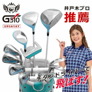 ゴルフ クラブセット ワールドイーグル WE-G510 レディース 16点・12本セット 右利き用 ホワイトブルー キャディバッグ [12313]