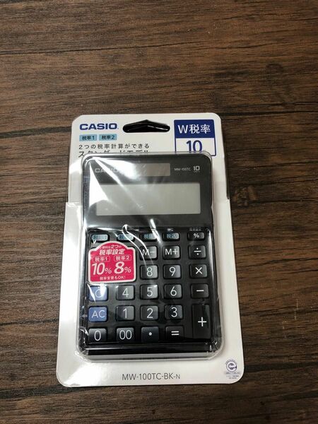 カシオ W税率電卓 10桁 税計算 ブラック ミニジャストタイプ MW-100TC-BK-N おしゃれ 簿記 文具 大きい