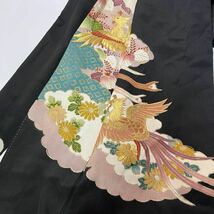 【wellriver】 黒留袖 9枚 仮絵羽 1枚 まとめ！ 正絹 金駒刺繍 豪華 鳳凰 花柄 アンティーク 着物 素材 和服 和装 #B577！_画像6