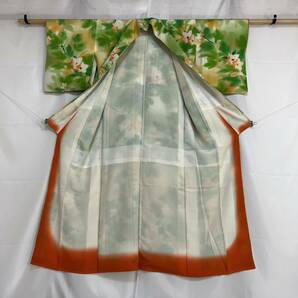 【wellriver】 セミアンティーク 着物 正絹 百合柄 可愛い 花柄 リメイク 材料 和装 和服 #B300！の画像7