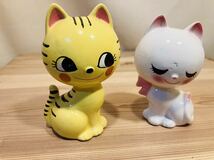 昭和レトロ当時物 内藤ルネ 猫 2体セット かわいい ファンシー ネコ 陶器 置物 人形 ルネネコ _画像2