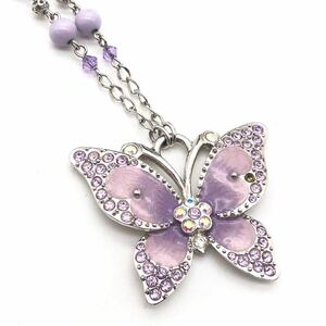 ANNA SUI アナスイ バタフライ ネックレス ラインストーン パープル アクセサリー 