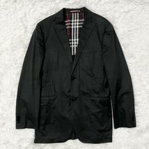 1円 美品 BURBERRY BLACK LABEL バーバリーブラックレーベル テーラードジャケット アンコンジャケット ノバチェック ブラック 黒 L 背抜き_画像2