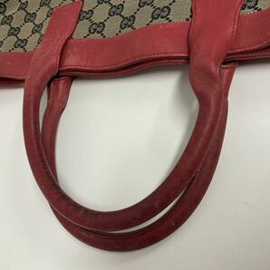 DA0102-100◆ GUCCI／グッチ GGキャンバス レッド レザー 002・1121・1669 トートバッグの画像4