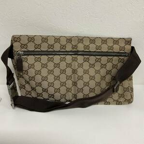 営HS044-60◆ GUCCI グッチ GGキャンバス レザー ブラウン 23566 200047ボディバッグ ウエストバッグ の画像3