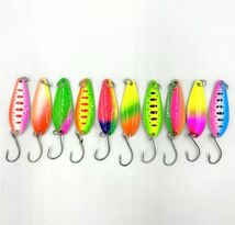 103704　シンプルで扱いやすい　カラーが豊富！　渓流スプーン　5g　10色セット　根魚もOK！　トラウト　管釣り　渓流釣り_画像1