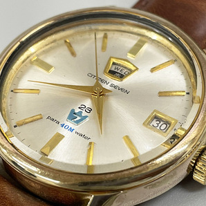 CITIZEN シチズン セブン SEOG 51302-C 金張りケース 23石 ヴィンテージ 手巻き 稼働 デイデイト パラウォーター メンズ 腕時計の画像4