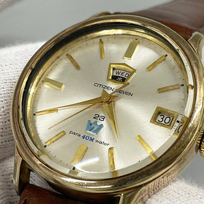 CITIZEN シチズン セブン SEOG 51302-C 金張りケース 23石 ヴィンテージ 手巻き 稼働 デイデイト パラウォーター メンズ 腕時計の画像10
